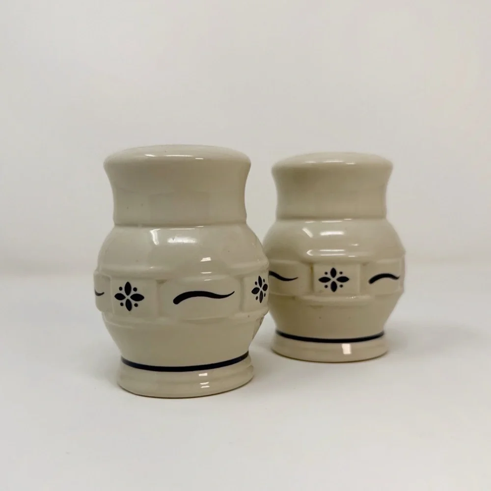 Longaberger Woven Traditions Classic Blue Cottagecore Salt & Pepper Shakers